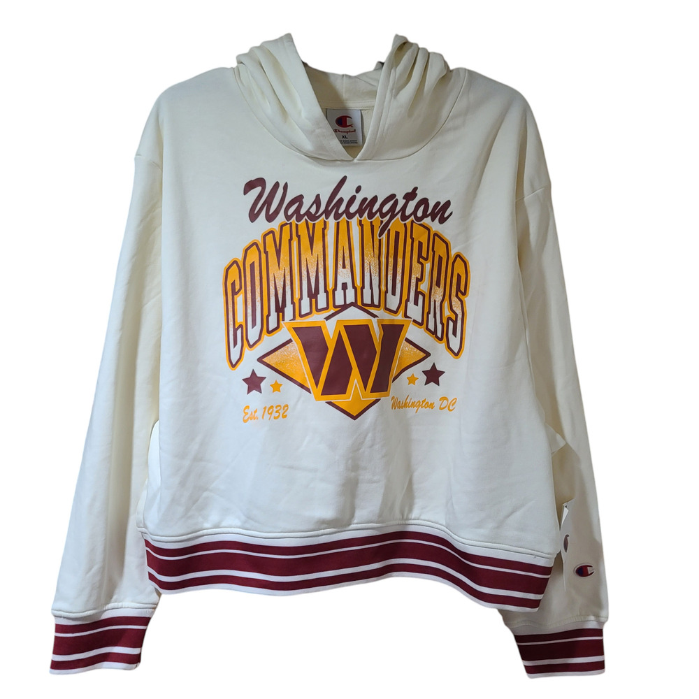 Champion NFL Washington Commanders Women's Cropped Hoodie - Cream - XL *NWT*